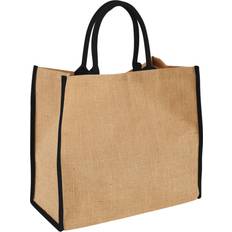 Bullet The Large Jute Tote (40 x 20 x 35cm) (Natural/Solid Black)