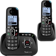 Amplicomms BigTel 1582 Voice Cordless Phone Twin Handsets, Black