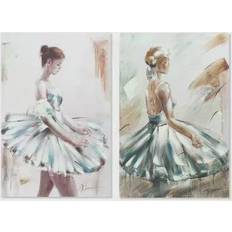 MDF Framed Art Dkd Home Decor Ballerina (60 x 2,5 x 90 cm) (2 enheder) Framed Art