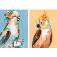 Dkd Home Decor Canvas Bird Parrot Modern (50 x 2,7 x 70 cm) (2 Units) Decorative Item