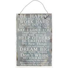 Shabby Chic Vintage Rustic Metal Plaque with 'Be Happy' Wall Decor