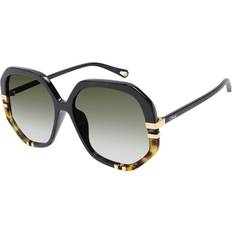 Chloé CH0105S Irregular Sunglasses, Black/Green Gradient