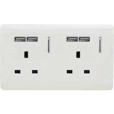 Wall Switches on sale Trendi Switch 2 gang 13 amp USB Socket White