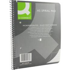 Q-CONNECT Ruled Margin Spiral Soft Cover A5 Notebook Pack of 5