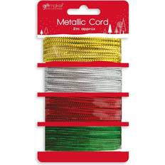 Red Crafts 4 x Coloured Metallic Cord 2M Wedding Party Xmas Crafts Ribbon Packing Rope Gifts