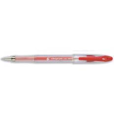 5 Star Office Roller Gel Pen Clear Barrel 1.0mm Tip 0.5mm Line Red [Pack 12]