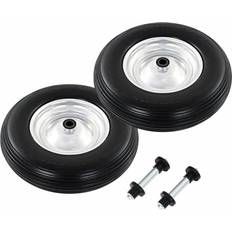 vidaXL 2x Wheelbarrow Wheels with Axles Solid PU 4.00-8 390mm Trolley Tyre