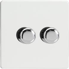 Varilight Screwless LED V-Pro 2 Gang Rotary Dimmer Switch Premium White