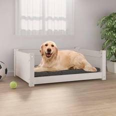 vidaXL Dog Bed White 75.5x55.5x28 Solid Pine Wood