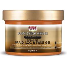 African Pride Black Castor Miracle Extra Hold Braid, Loc & Twist Gel 227g