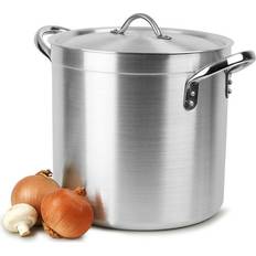 Aluminum Stockpots Genware Deep with lid 17 L 28 cm