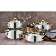 Evimsaray Rozi Sevval Cookware Set with lid 8 Parts