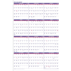 2023 AT-A-GLANCE 36" x 24" Yearly Wall Calendar, White/Purple/Red (PM12-28-23) White