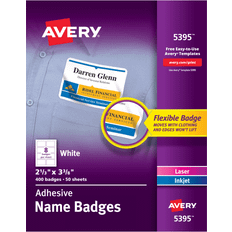 Avery 5395 Self-Adhesive Name Badge Labels Plain-Style 2 1/3 x 3 White 400 Per Box