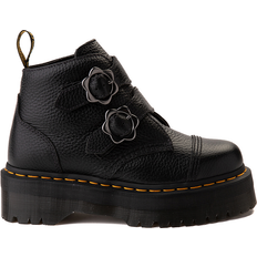 Dr. Martens Devon Flower Buckle Leather Platform Boots - Black Milled Nappa