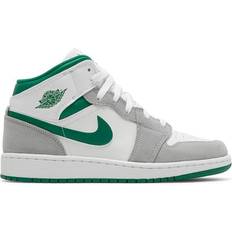 Nike Air Jordan 1 Mid SE PS - White/Light Smoke Grey/Pine Green