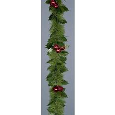 Premier 2.7m x 12cm Christmas Green Tinsel Garland with Holly & Baubles