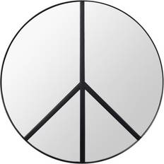 Varaluz Paz 30-In Round Peace Sign Accent In Black Wall Mirror