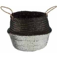 Silver Boxes & Baskets Premier Housewares Black Silver Small Seagrass Basket