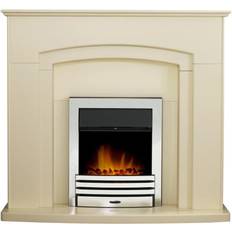 Adam Falmouth Fireplace in Cream with Downlights & Eclipse Electric Fire in Chrome, 49 Inch
