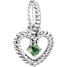 Pandora August Birthstone Heart Dangle Charm - Silver/Green