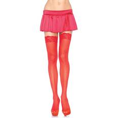 Leg Avenue Nylon Thigh Highs With Lace Top Red One Size Ladies Lingerie Stockings