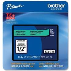 Brother TZE731CS TZE-731CS BLACK-ON-GREEN LABEL TAPE