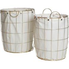 Premier Housewares Round Gold Wire Laundry Basket