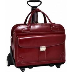 McKlein 96616 Lakewood 96616- Red Leather Fly-Through Checkpoint-Friendly Detachable-Wheeled Ladies Briefcase