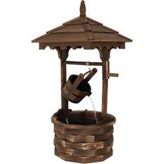 Sunnydaze Decor 48 in. Old-Fashioned Wood Wishing Well Fountain