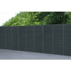 Grey Enclosures Forest Garden Contemporary Double Slatted Fence Panel 1.8M X 1.8M 180x180cm