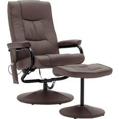 vidaXL Massage Chair with Foot Stool Brown Faux Leather