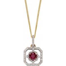 Elements 9ct Ruby Illusion Diamond Art Deco Pendant Pendant GP2256R