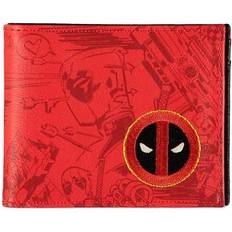 Marvel COMICS Deadpool Logo with Graffiti All-over Print Bi-fold Wallet, Red/Black MW763301DED