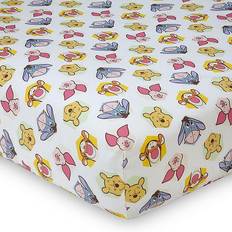 Disney Winnie the Peeking Pooh 100% Cotton Fitted Crib Sheet, Yellow/Blue/Green