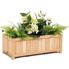 Costway Rectangle Wood Flower Planter Box Raised