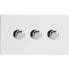 Varilight JDQDP303S Screwless Premium White 3 Gang 2-Way Push On/Off LED Dimmer 0-120W V-Pro