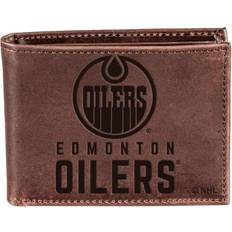Evergreen Enterprises Wallets Brown Edmonton Oilers Logo Leather Bifold Wallet