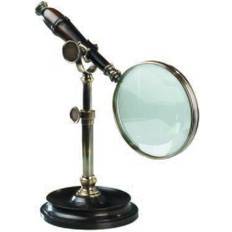 Magnifiers & Loupes Authentic Models AC099E Magnifying Glass With Stand Bronzed 4.5" with Rosewood Brass & glass Material