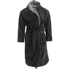 Polyester Robes Mens' Harvey James Soft Hooded Fluffy Dressing Gown - Navy/Black