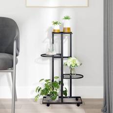 vidaXL 4-Floor Flower Stand with Wheels Plant Flower