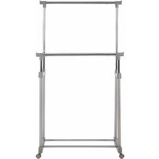 Grey Clothes Racks Premier Housewares Double Hanging Rail with Wheels Clothes Rack