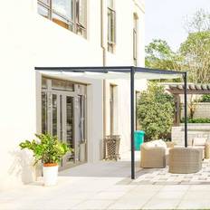 OutSunny Pavilions & Accessories OutSunny 3 3m Pergola Retractable Canopy Wall Mounted Cream