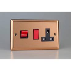 Varilight XY45PB.CU Urban Polished Copper 45A DP Cooker Switch 13A Switched Socket