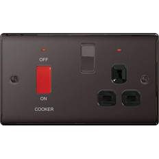 Doorbells BG Double Pole Switch With 13a Socket Blk Nickel 45a