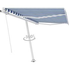 Blue Patio Awnings vidaXL Freestanding Manual Retractable Awning 300x250 Blue/White Shelter