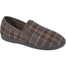 Sleepers Mens Dale Checked Slippers (14 UK) (Brown)