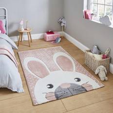 Pink Rugs Kid's Room Think Rugs 80x150cm Brooklyn Kids 20341 in Hand Carved Durable Children Mats