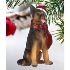 Black Figurines Design Toscano German Shepherd Holiday Dog Tree Figurine