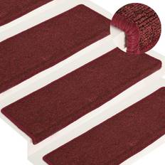 vidaXL Carpet Stair Treads Red